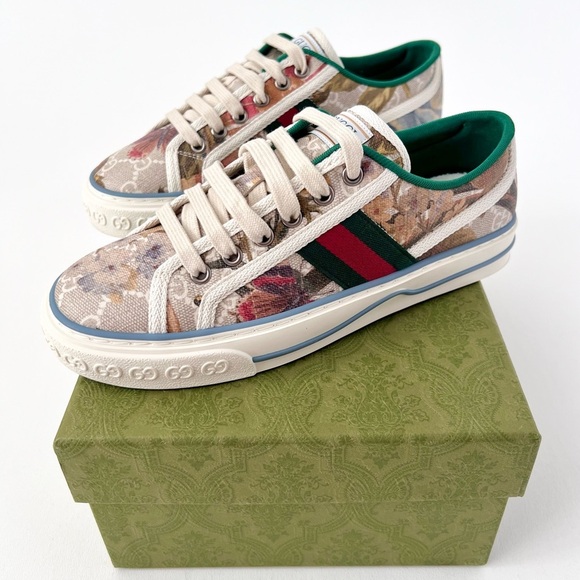 GUCCI | 1977 Tennis Floral Web Stripe GG Monogram Sneakers New US 6.5 EU 36.5 - Picture 1 of 11